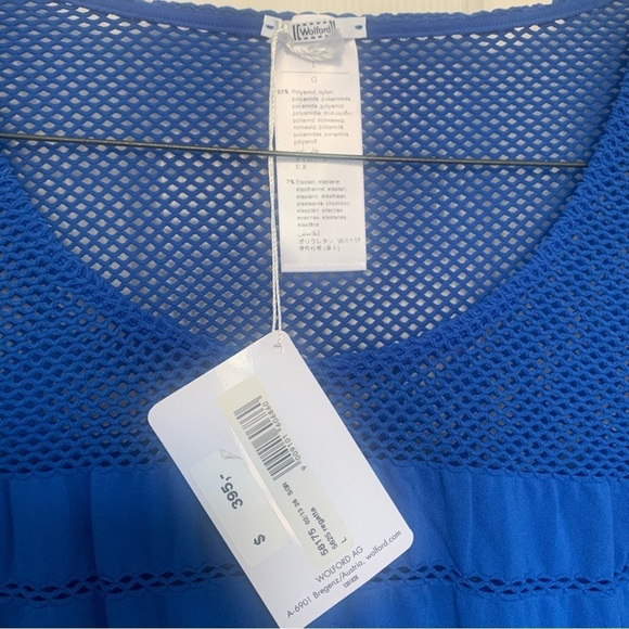 NWT Wolford Regatta Blue Stitch net lines long sleeves bodywear top - Picture 4 of 4